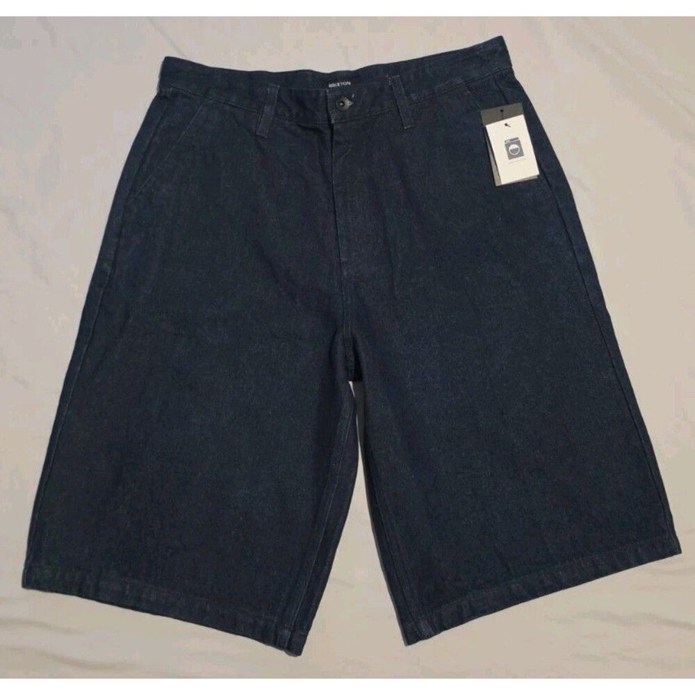 NWT Brixton Baggy Fit Dark Denim 13" Cotton Shorts Men's 32